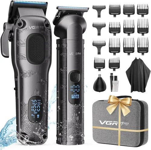 Miniatura 9 de Vgrpro Cortapelos para hombres profesionales, cortapelos inalámbricos para cortar el cabello, juego de cortapelos y recortadoras para hombres