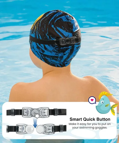 Miniatura 5 de NSSIW Gafas de natación para niños, antiniebla, sin fugas, con clip para la nariz, tapones para los oídos para niñas, niños y jóvenes, 6-14, paquete