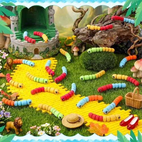 Miniatura 5 de 12 piezas impresas en 3D de gusano de caramelo agrio mini figura de animal articulada flexible para aliviar el estrés, figuras de animales