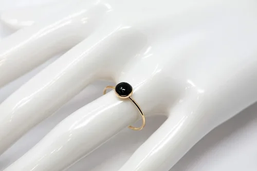 Miniatura 2 de Salish Sea Inspirations 6mm Black Onyx 14K Gold Filled Skinny Ring Sizes 5-8