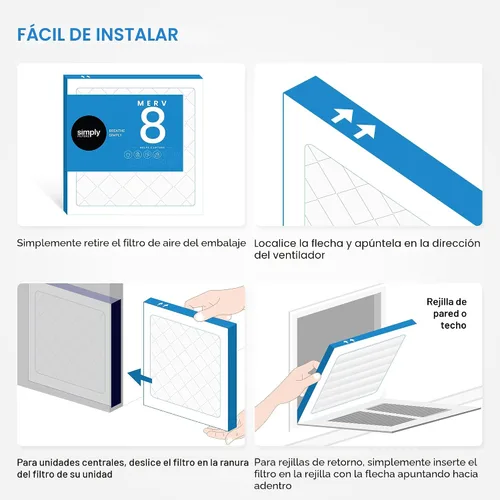 Miniatura 10 de Simply Filtro de aire de 14 x 14 x 1, MERV 8, paquete de 6, para horno de aire acondicionado y HVAC (tamaño real: 13.75 x 13.75 x 0.75 pulgadas)