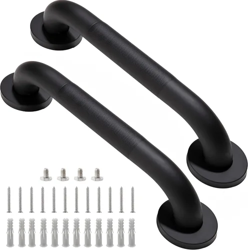 Miniatura 20 de Barra de agarre para ducha, paquete de 2 barras de agarre de baño gris de 12 pulgadas, barras de agarre antideslizantes de acero inoxidable 304