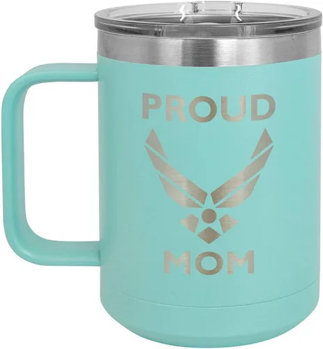 Miniatura 17 de PROUD AIR FORCE MOM BLACK Taza de café de 15 oz con tapa deslizante Taza de café de viaje aislada Ideas de regalo del día de la madre de hijo