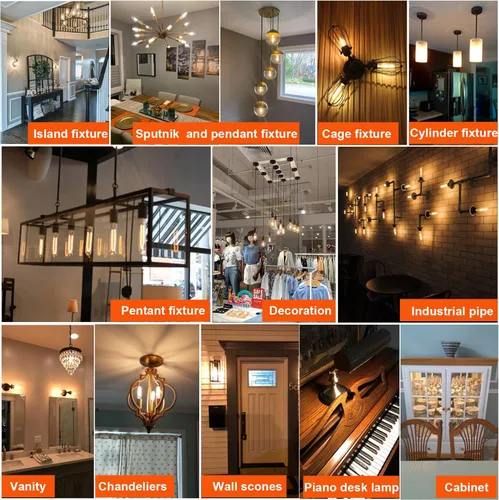 Miniatura 7 de LiteHistory Bombilla LED E26 regulable de 4 W igual a 40 W, blanco cálido, 2700 K, E26, Edison AC120V, 400 lm, tubular, T9 T10, bombilla LED