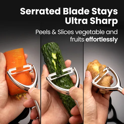 Miniatura 2 de Pelador de verduras, pelador de patatas premium de acero inoxidable, hoja ultra afilada de alta resistencia para frutas y alimentos, en forma de Y