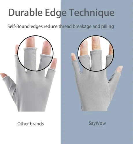 Miniatura 6 de SayWow Guantes sin dedos para mujer, protección solar UV para pantalla táctil, manicura de gel, conducción