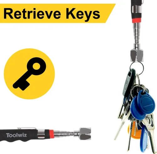Miniatura 5 de Toolwiz Herramienta de recogida magnética telescópica (16 libras), extensible hasta 30 pulgadas, herramienta magnética de recogida extensible