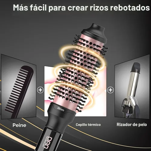 Miniatura 3 de DAN Technology Cepillo térmico, cepillo redondo calentado que no sopla, cepillo de cerámica para aspecto de soplado, cepillo de rizado de viaje