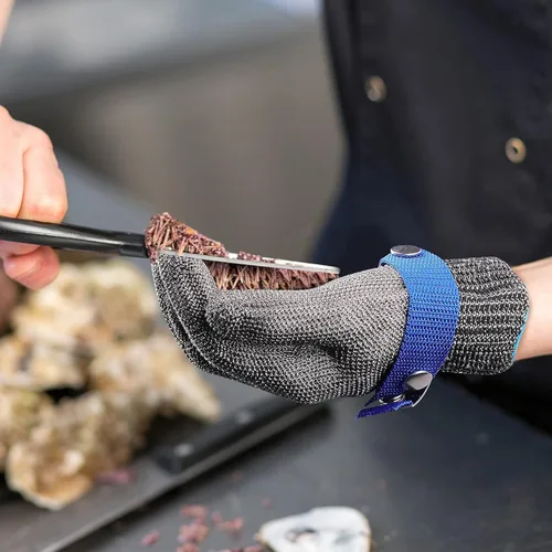 Miniatura 6 de Herda 1 par (L) guantes resistentes a los cortes de grado alimenticio, guantes de cocina de acero inoxidable para cortar carne, filete de pescado