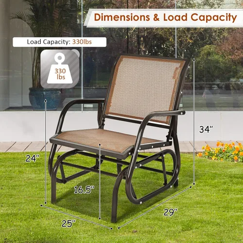 Miniatura 3 de Giantex Silla columpio con marco de metal de estudio, cómoda silla de patio para jardín, porche, patio trasero, piscina, mecedora al aire libre