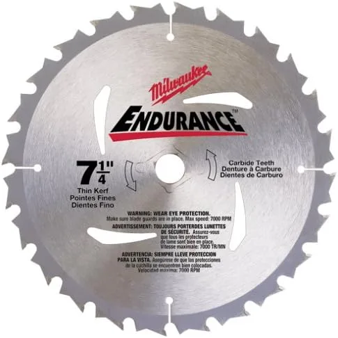 Milwaukee 48-40-4116 Endurance 7-14-Inch 16 dientes ATB Hoja de sierra para enmarcar y rasgar con corte fino con eje de 58 pulgadas y diamante