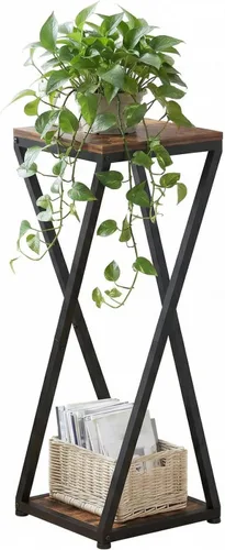 Soporte alto para plantas de 2 niveles para interiores, mesa auxiliar cuadrada pequeña para el hogar | 32.5" Height, Small Square Drink Table,