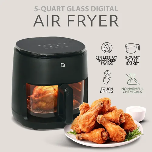 Miniatura 2 de WILLOW Eco Series - Freidora de aire 6 en 1 con cesta de vidrio, freidora de aire de vidrio no tóxica de 5 cuartos de galón con pantalla digital