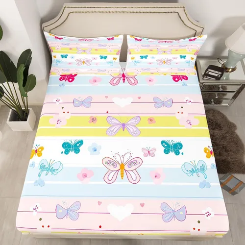 Miniatura 9 de Labrador - Sábana bajera ajustable de dibujos animados de cachorros Kawaii para niños, niños y niñas, juego de ropa de cama para perros y mascotas