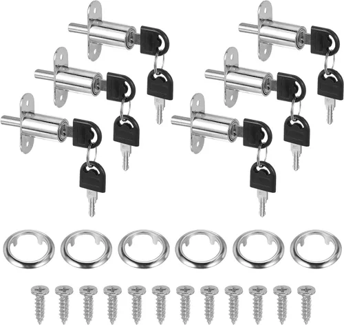 MECCANIXITY Cerradura de émbolo de empuje con llaves, tornillos y anillo de bloqueo de 3/4 pulgadas de diámetro del cilindro, llave igual de 1-1/4