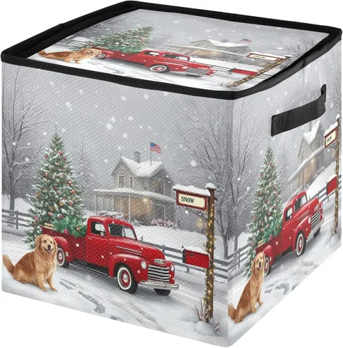 Miniatura 25 de Cesta de almacenamiento para adornos de Navidad, búfalo a cuadros, negro y blanco, contenedor de almacenamiento de invierno con separadores
