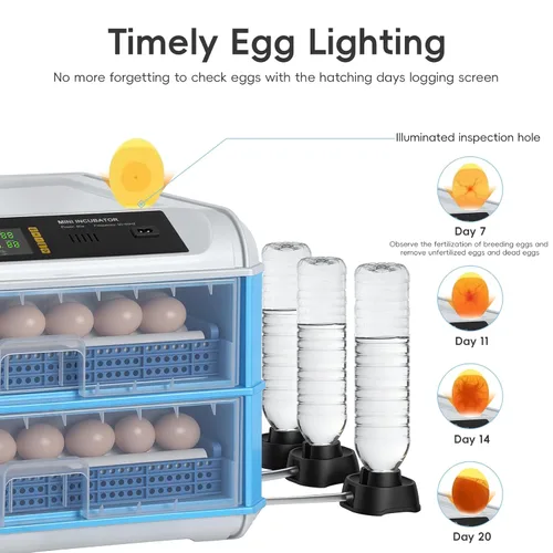 Miniatura 9 de Incubadora automática de 120 huevos, incubadora automática para incubar huevos, con girador automático de huevos, control de temperatura y humedad