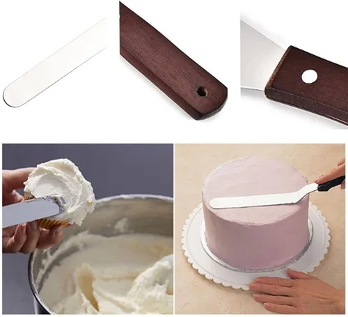 Miniatura 5 de Espátula de acero inoxidable de 4/6/8/10 pulgadas para tartas de mantequilla, crema de mantequilla, cuchillo de glaseado de cocina, pastelería