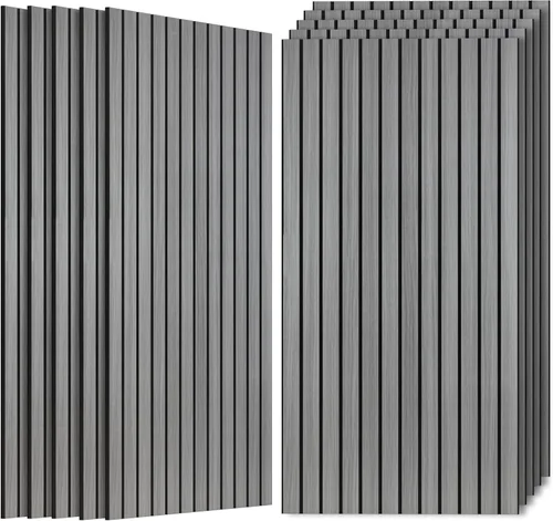 Miniatura 43 de Paneles de sonido de chapa de madera, paquete de 10 paneles de pared de 47.2 x 23.6 pulgadas, paneles acústicos decorativos para paredes