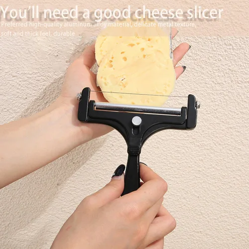 Miniatura 5 de Cortador de queso ajustable con 4 cables de repuesto adicionales, cortador de queso de aluminio resistente, fácil de reemplazar, rebanador de queso