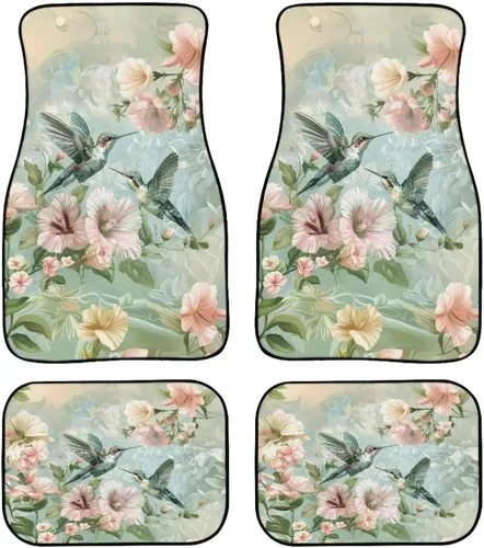 Miniatura 14 de 70S 80S Alfombra de suelo de automóvil con flores hippie y margaritas, 4 piezas, accesorio hippie para automóvil para mujeres, almohadilla de suelo