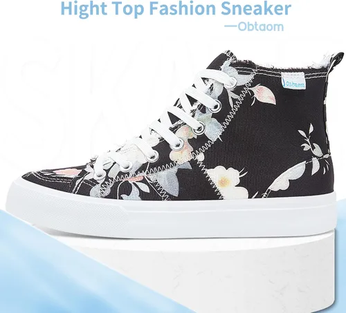 Miniatura 68 de Obtaom Zapatos de lona de alta calidad para mujer/hombre para jugar a media pantorrilla, zapatillas de deporte de moda casuales con cordones de alta