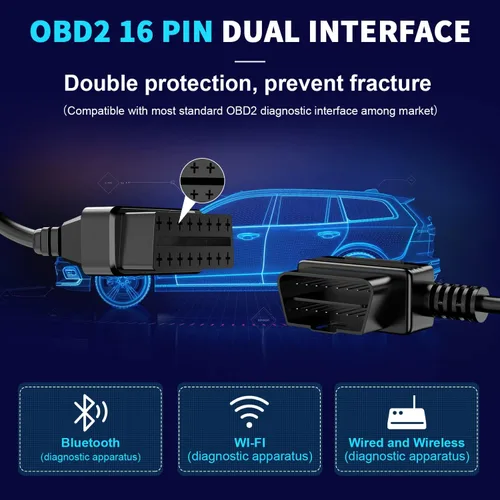 Miniatura 8 de Foxwell NT726 OBD2 escáner y OBDII 16 Pin extensión de diagnóstico Convertir cable, todo el sistema lector de código herramienta de diagnóstico