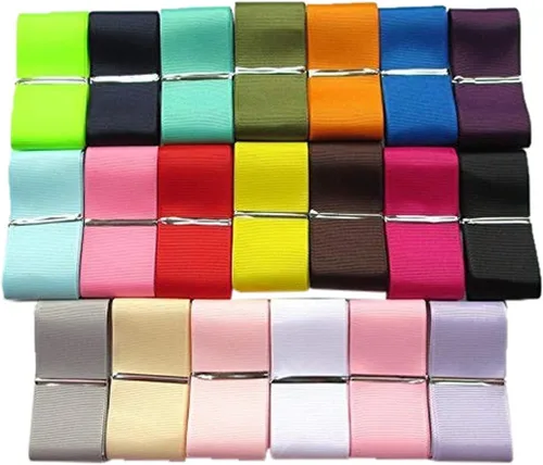 Chenkou Craft Surtido de 20 yardas de cinta de grogrén en total de 20 colores mixtos a granel (1 1/2 pulgadas (1.496 in), multicolor)