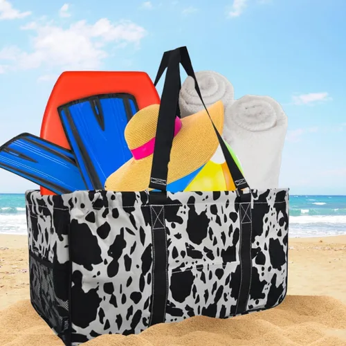 Miniatura 26 de NGIL Bolsa de comestibles reutilizable extra grande plegable de gran tamaño para comestibles, almacenamiento, picnic, playa, Estampado