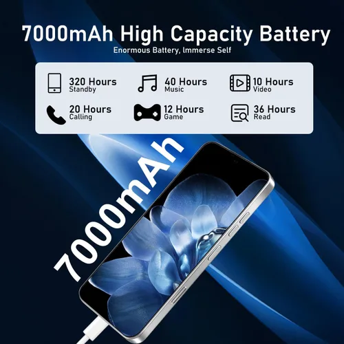 Miniatura 5 de JQAKP 16PM 5G Phone,Smartphone Unlocked Cell Phone 16GB+512GB/6.99“ HD Screen Display/68MP+108MP Camera/7000 mAh, Dual SIM Card/Face Púrpura oscuro