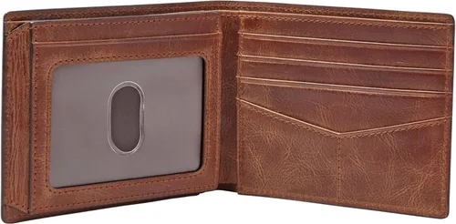 Miniatura 22 de Fossil Derrick - Cartera plegable de piel con bloqueo RFID y ventana de identificación abatible para hombre