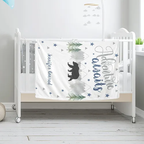 Miniatura 2 de Manta de bebé personalizada con nombre, manta de bebé personalizada para niños y niñas, manta personalizada de regalo para bebé niño recién nacido