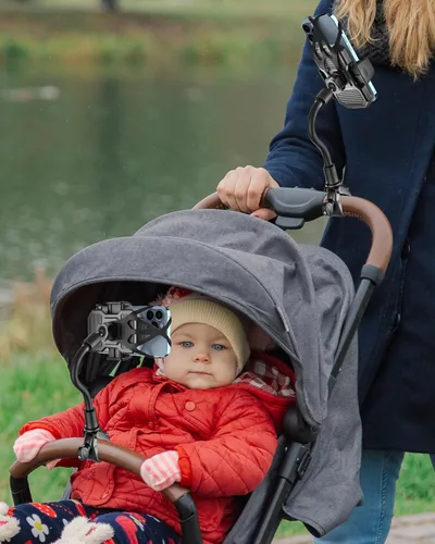 Miniatura 2 de Soporte para teléfono de cochecito de cuello de cisne, abrazadera de poste de montaje para cochecito de bebé, carrito de compras, silla de ruedas