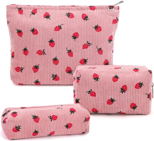 Miniatura 14 de Juego de 3 bolsas de maquillaje para niñas y mujeres, organizador de viaje, bolsa de aseo de baño, bolsa de almacenamiento de gran capacidad