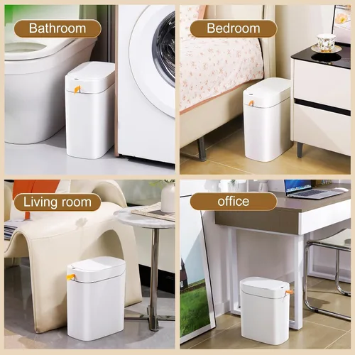 Miniatura 5 de MOPALL Cubo de basura con sensor de movimiento de 3.5 galones con tapa, cubo de basura automático delgado sin contacto, papelera que ahorra espacio