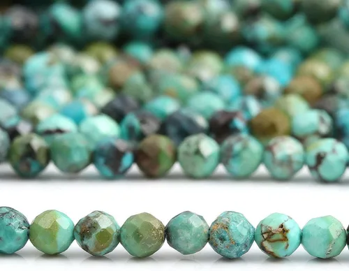 Miniatura 2 de Cuentas de pavo africano, cuentas redondas facetadas naturales de piedras preciosas auténticas, para hacer bricolaje, cuentas sueltas, 2 hebras por