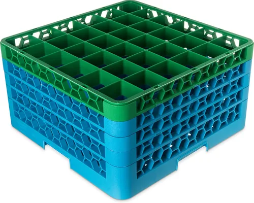 Miniatura 109 de Carlisle FoodService Products RG9-214 OptiClean Estante de vidrio con 9 compartimentos con 2 extensores, 7.12 pulgadas, polipropileno, azul