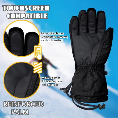 Miniatura 3 de Ixsun Guantes de esquí para hombres y mujeres, bolsillo con cremallera, suaves, cálidos, impermeables, resistentes al viento, adecuados para esquís