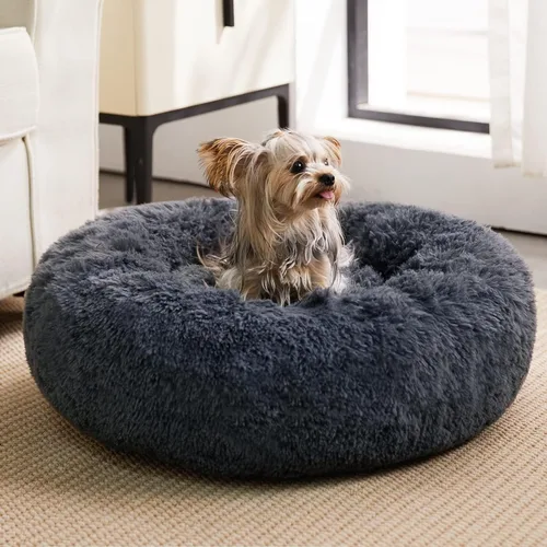Miniatura 16 de WNPETHOME Cama Calmante para Perros Cama para Gatos Dona, Cama para Mascotas de Piel Sintética Dona Abrazadora Auto-Calentable, Cómodas Camas Rosa
