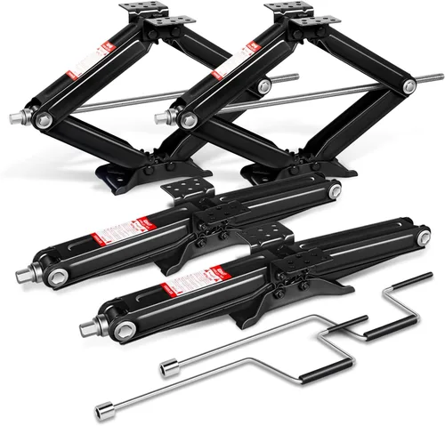 Miniatura 9 de DNA Motoring Paquete de 2 Gatos de Tijera Estabilizadores y Niveladores para Remolque RV de 5000 libras con Manivela de Velocidad, Altura de 4-24