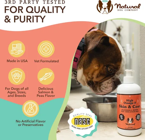 Miniatura 9 de Natural Dog Company Paquete para Articulaciones, Piel y Pelaje Saludables para Perros, Incluye (1) Botella de Aceite para Piel y Pelaje Natural Dog