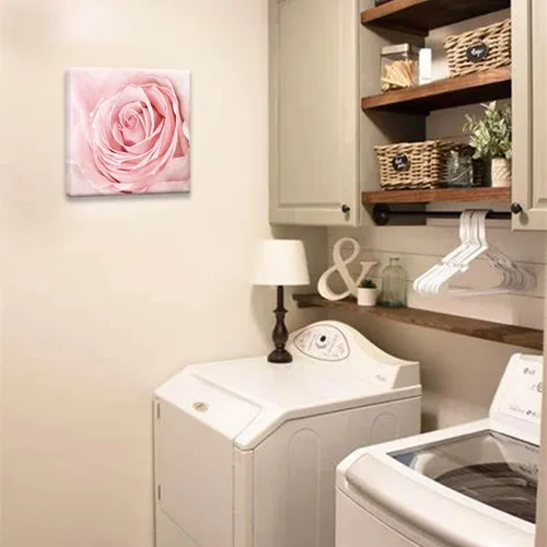 Miniatura 4 de Lienzo de primer plano con rosas rosadas, arte de pared rosa rubor, decoración de baño, luz estética, decoración de dormitorio, obras de arte