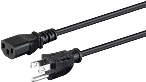 Miniatura 23 de Monoprice Cable de alimentación NEMA 5-15P a IEC 60320 C13, 18AWG, 10A/1250W, 125V, 3 clavijas, 1 pie, negro, paquete de 6