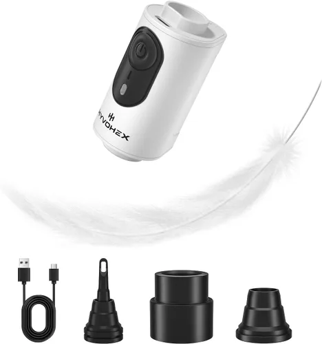 Bomba de aire portátil para inflables, mini bomba de aire eléctrica ultrarrápida de 2 onzas con desinflado recargable para inflar, bomba de colchón