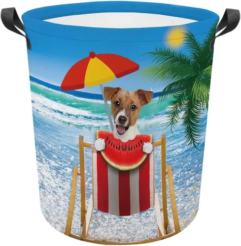Miniatura 10 de Cesta plegable con estampado de perro, lindo Cavalier King Charles Spaniel Sandía con asa, caja de juguetes, bolsa de almacenamiento