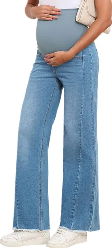 Miniatura 9 de BLENCOT Jeans de maternidad para mujer, pierna recta, elásticos, rasgados, para embarazo, jeans de novio