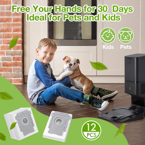Miniatura 7 de Rowhalf Paquete de 8 bolsas de vacío, filtración eficaz de polvo, compatible con iRobot Roomba i& s & J Series, para i3+, i4+, i5+, i6+, J6+, i7