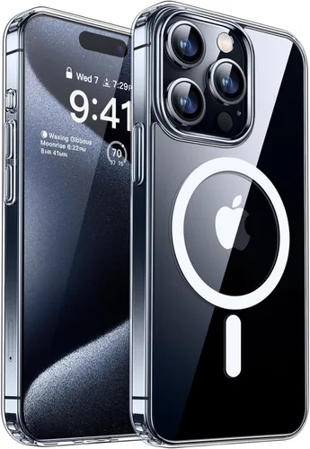 Miniatura 19 de CANSHN Funda magnética para iPhone 15 [compatible con MagSafe y probada contra caídas de grado MIL], funda delgada translúcida mate, antiarañazos, a