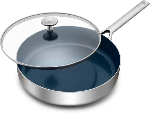 Miniatura 6 de Blue Diamond Cookware - Cacerola antiadherente de cerámica de acero inoxidable de tres capas, de 1.6 cuartos de galón con tapa, sin PFAS