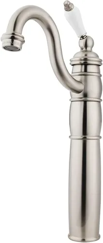 Kingston Brass KB1428PL Heritage - Grifo para fregadero con placa de cubierta opcional, níquel cepillado, 14.31 x 6 x 2.25 pulgadas